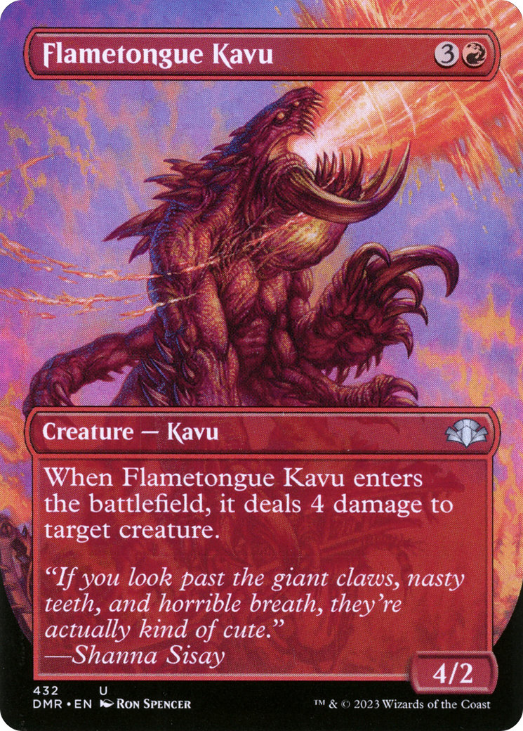 Flametongue Kavu (Borderless Alternate Art) [Dominaria Remastered] | Good Games Modbury