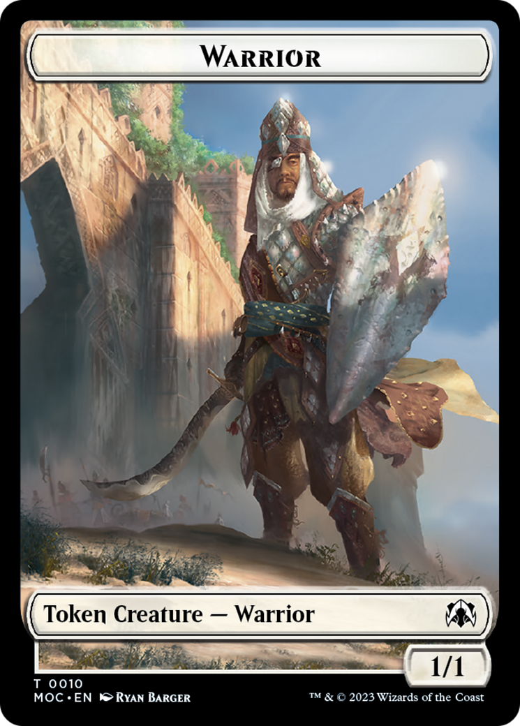 Warrior // Elspeth, Sun's Champion Emblem Double-Sided Token [March of the Machine Commander Tokens] | Good Games Modbury