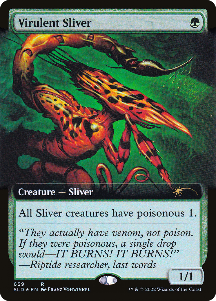 Virulent Sliver (Extended Art) (Step-and-Compleat Foil) [Secret Lair Drop Promos] | Good Games Modbury