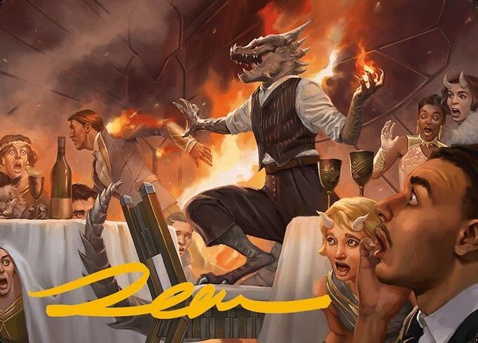 Party Thrasher Art Card Gold Stamped Signature 6 (Art Series: Modern Horizons 3)  | Good Games Modbury
