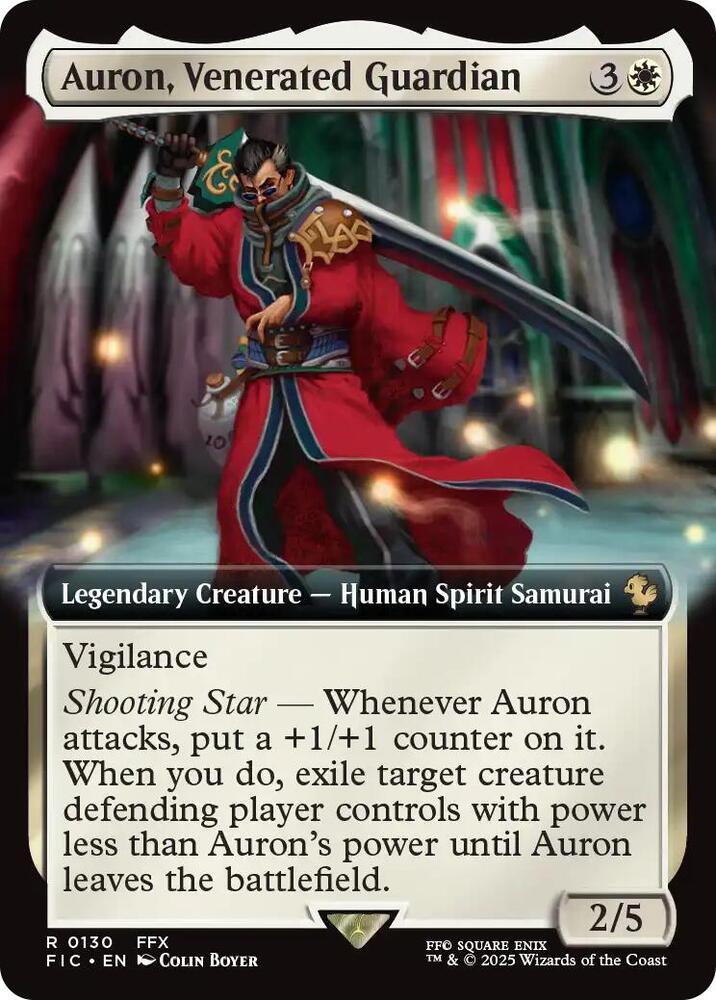 Auron, Venerated Guardian 130/100 (Commander: FINAL FANTASY)  - Extended Art Foil | Good Games Modbury