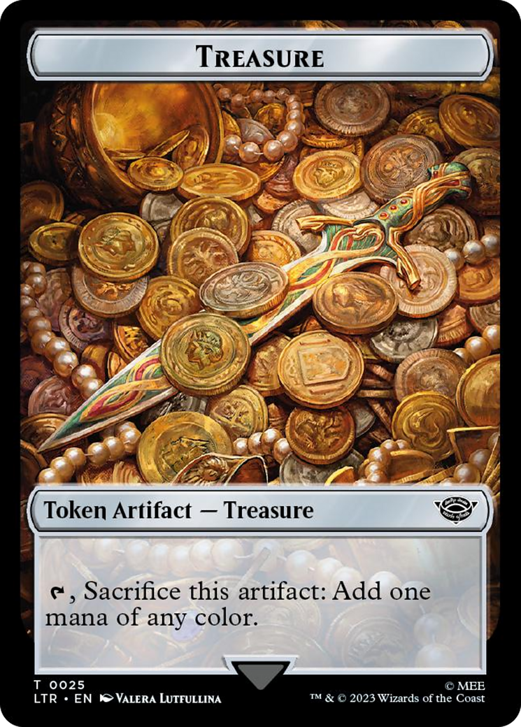 Treasure // Food (0023) Double-Sided Token (Surge Foil) [The Lord of the Rings: Tales of Middle-Earth Tokens] | Good Games Modbury