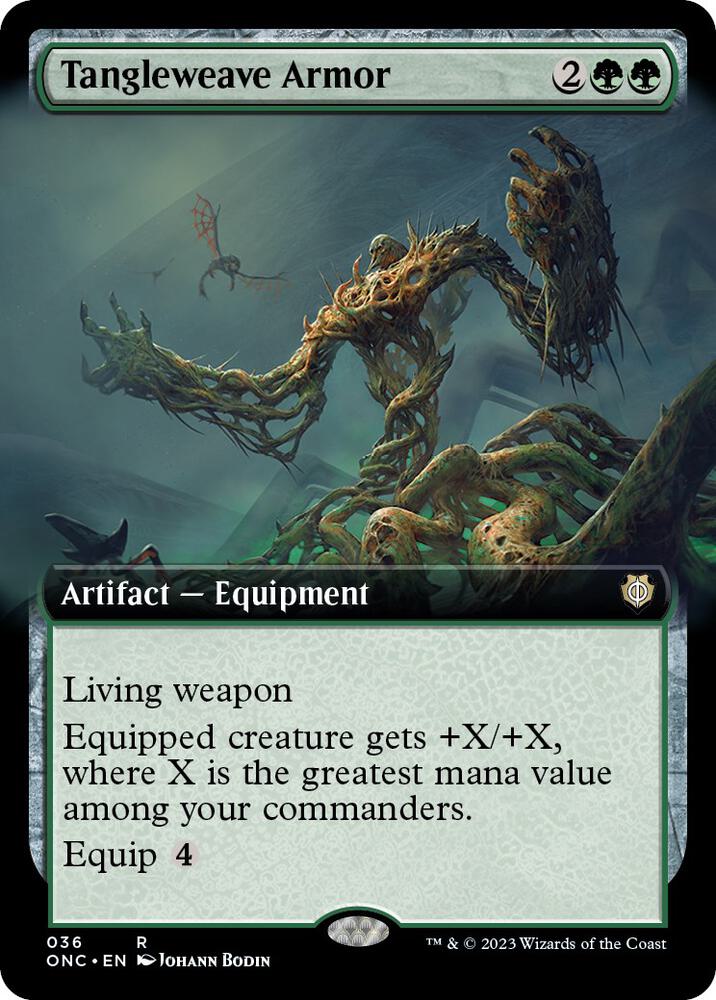 Tangleweave Armor 36/28 (Commander: Phyrexia: All Will Be One)  - Extended Art Foil | Good Games Modbury