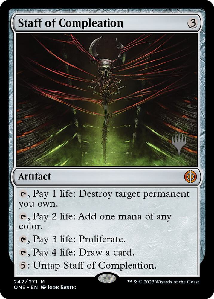Staff of Compleation 242p/160 (Promo Pack: Phyrexia: All Will Be One)  | Good Games Modbury