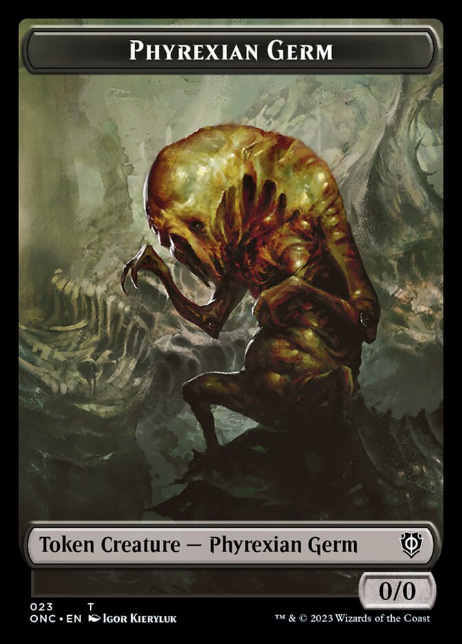Rebel // Phyrexian Germ Double-Sided Token [Phyrexia: All Will Be One Commander Tokens] | Good Games Modbury