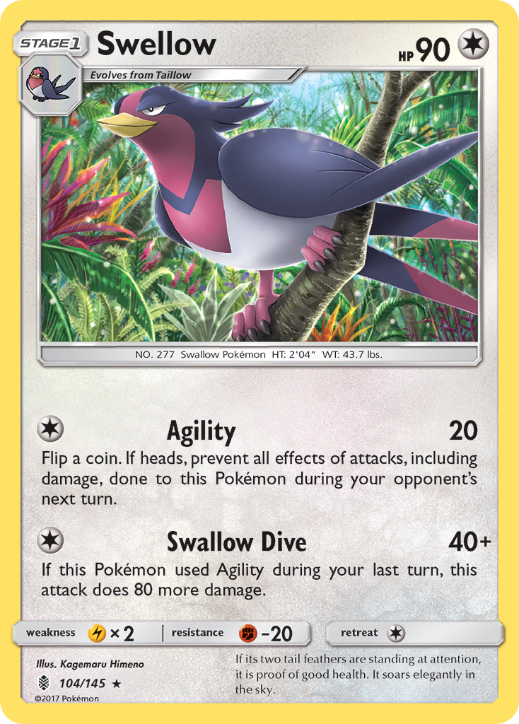 Swellow (104/145) [Sun & Moon: Guardians Rising] | Good Games Modbury