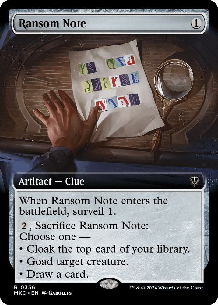 Ransom Note 356/311 (Commander: Murders at Karlov Manor)  - Extended Art | Good Games Modbury