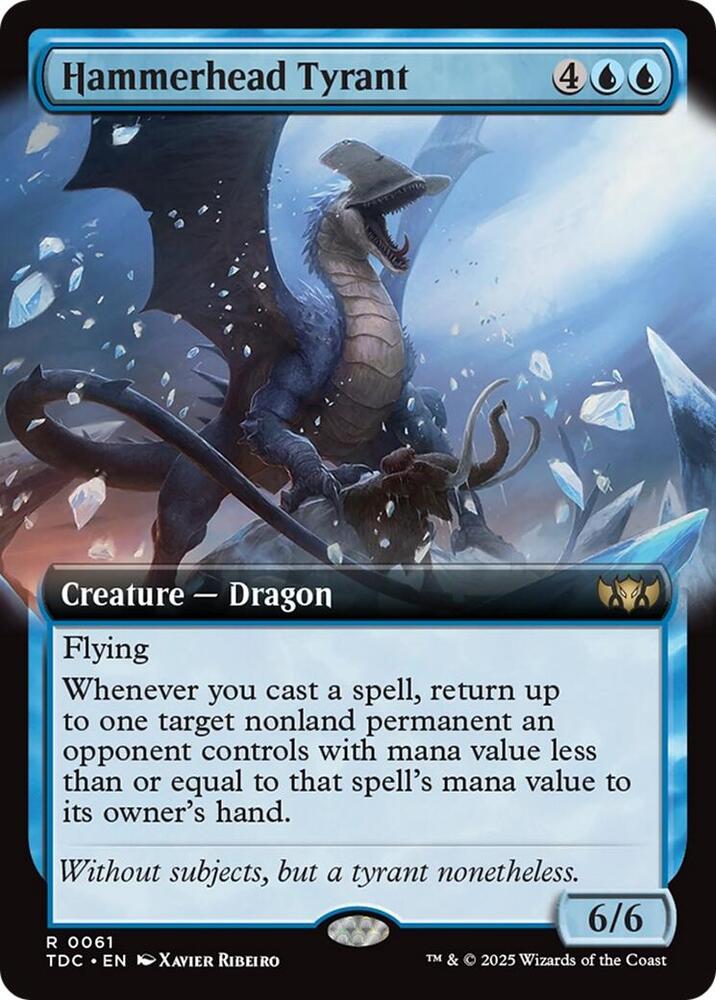Hammerhead Tyrant 61 (Commander: Tarkir: Dragonstorm)  - Extended Art | Good Games Modbury
