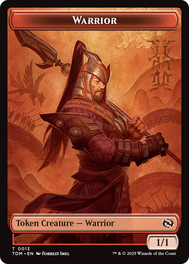 Dragon (0011) // Warrior Double-Sided Token [Tarkir: Dragonstorm Tokens] | Good Games Modbury
