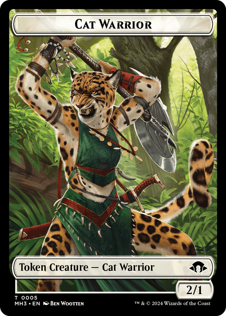 Eldrazi Spawn // Cat Warrior Double-Sided Token [Modern Horizons 3 Tokens] | Good Games Modbury