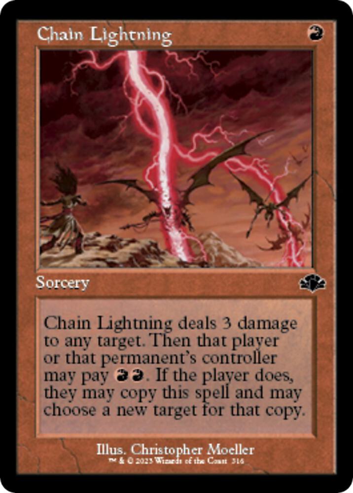 Chain Lightning 316 (Dominaria Remastered)  - Retro Foil | Good Games Modbury