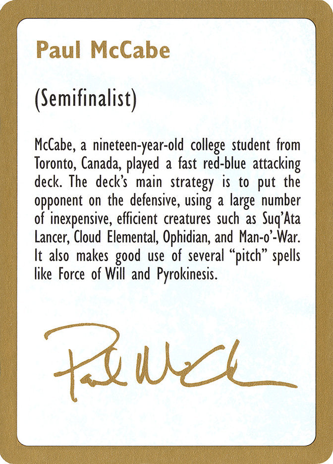 Paul McCabe Bio  (World Championship Decks)  | Good Games Modbury