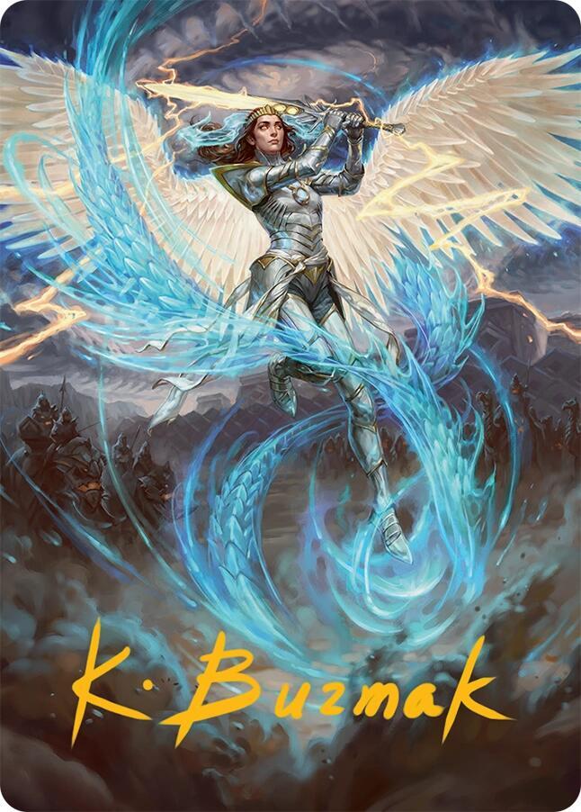 Elspeth Storm Slayer Art Card 49 54 Gold Stamped Signature 49 (Art Series: Tarkir: Dragonstorm)  | Good Games Modbury