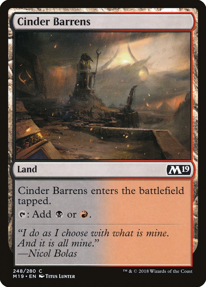 Cinder Barrens [Core Set 2019] | Good Games Modbury