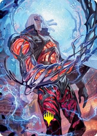 Tezzeret Betrayer of Flesh Art Card Gold Stamped Signature 54 (Art Series: Kamigawa: Neon Dynasty)  | Good Games Modbury