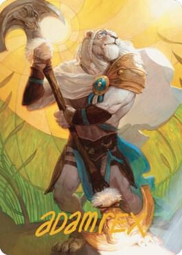 Ajani Sleeper Agent Art Card Gold Stamped Signature 42 (Art Series: Dominaria United)  | Good Games Modbury