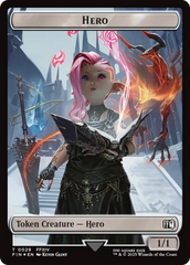 Bird // Hero (0029) Double-Sided Token (Surge Foil) [FINAL FANTASY Commander Tokens] | Good Games Modbury