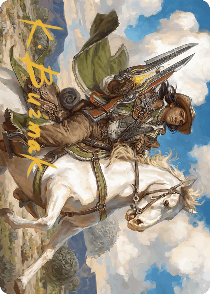 Wylie Duke Atiin Hero Art Card Gold Stamped Signature 35 (Art Series: Outlaws of Thunder Junction)  | Good Games Modbury