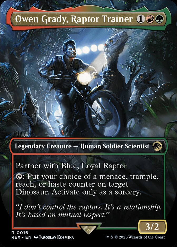 Owen Grady, Raptor Trainer 16 (Universes Beyond: Jurassic World Collection)  - Borderless Foil | Good Games Modbury
