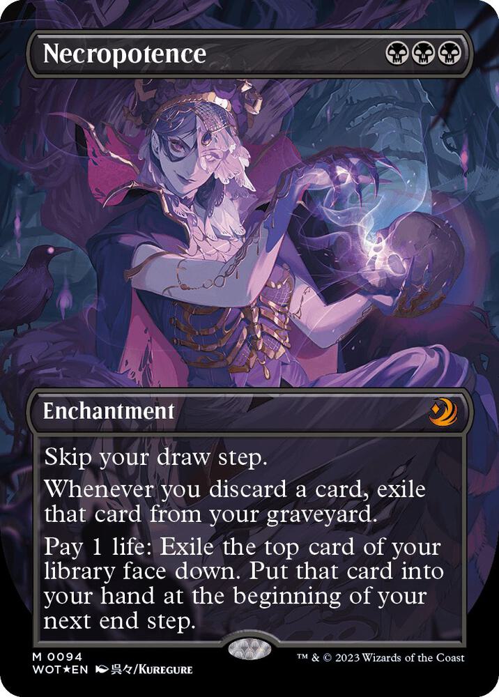 Necropotence 94/63 (Wilds of Eldraine: Enchanting Tales)  - Borderless Confetti Foil | Good Games Modbury
