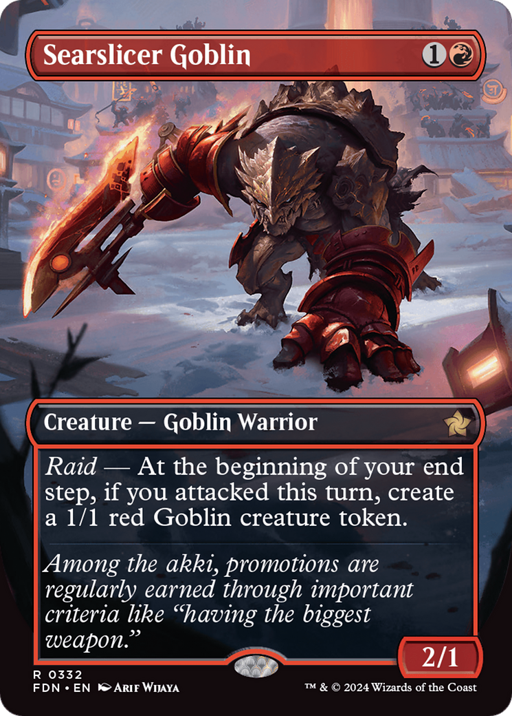 Searslicer Goblin (Borderless) [Foundations] | Good Games Modbury