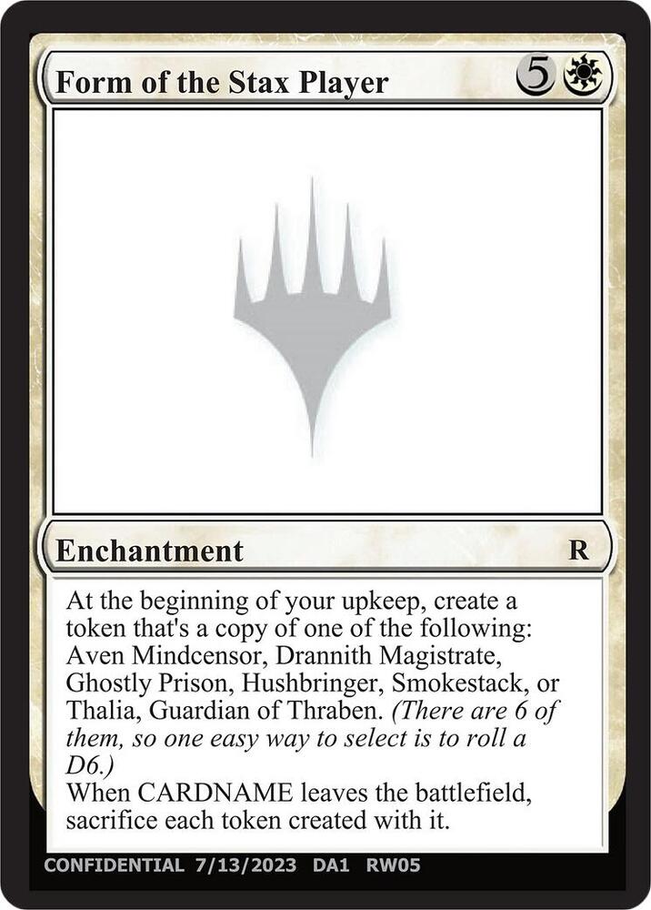 Form of the Stax Player RW05b/477 (Un-Known Event Playtest Cards)  | Good Games Modbury