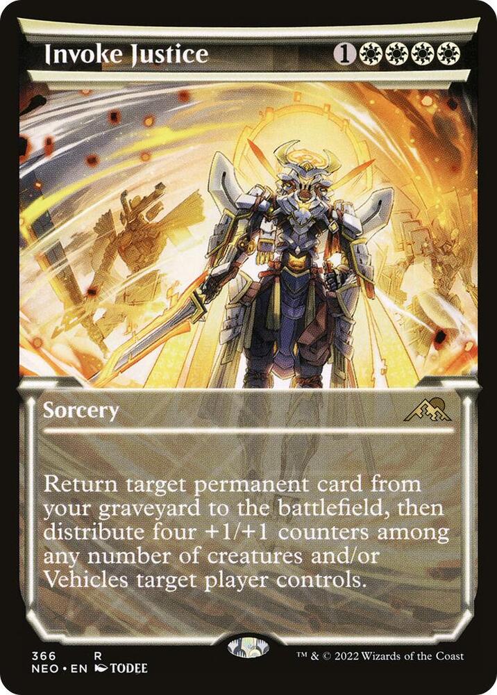 Invoke Justice 366/302 (Kamigawa: Neon Dynasty)  - Showcase Foil | Good Games Modbury