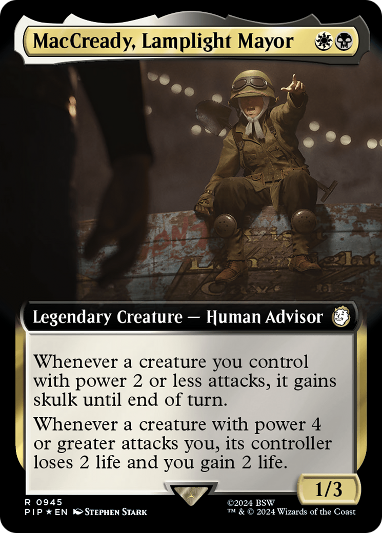 MacCready, Lamplight Mayor (Extended Art) (Surge Foil) [Fallout] | Good Games Modbury