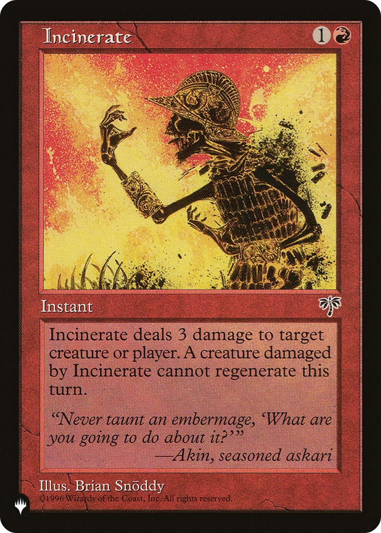 Incinerate [The List Reprints] | Good Games Modbury