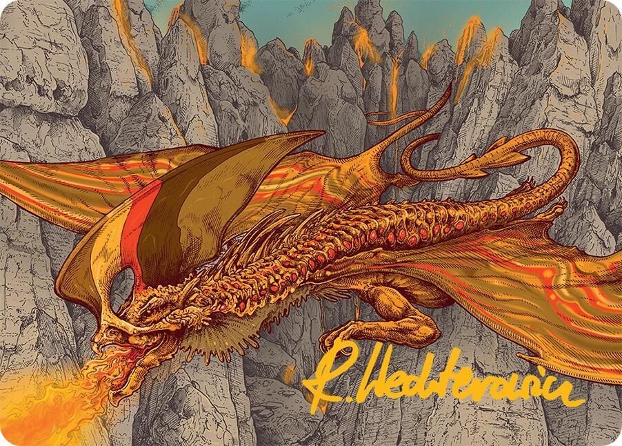 Magmatic Hellkite Art Card 34 54 Gold Stamped Signature 34 (Art Series: Tarkir: Dragonstorm)  | Good Games Modbury