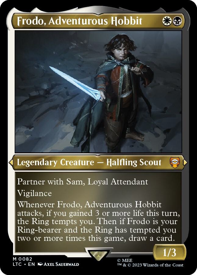Frodo Adventurous Hobbit Display Commander Thick Stock 82 (Commander: The Lord of the Rings: Tales of Middle-earth)  - Foil | Good Games Modbury