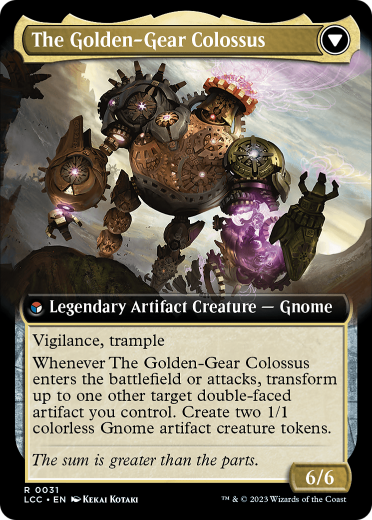 Tetzin, Gnome Champion // The Golden-Gear Colossus (Extended Art) [The Lost Caverns of Ixalan Commander] | Good Games Modbury