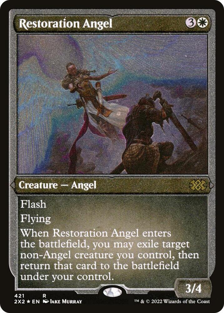 Restoration Angel Foil Etched 421 (Double Masters 2022)  - Foil | Good Games Modbury