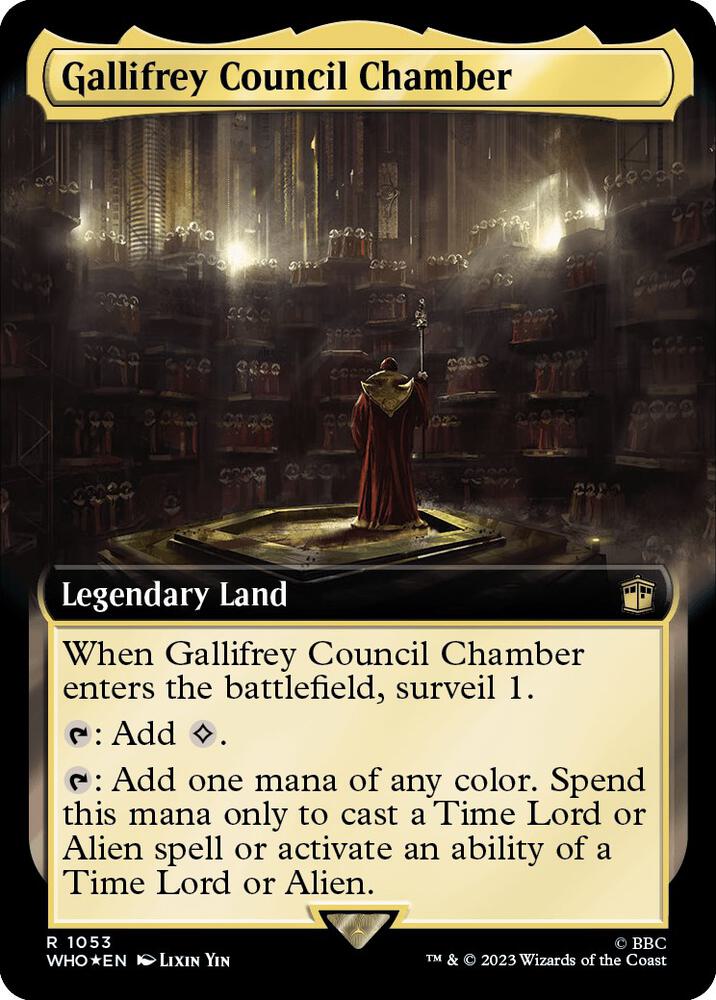 Gallifrey Council Chamber 1053/331 (Universes Beyond: Doctor Who)  - Extended Art Surge Foil | Good Games Modbury