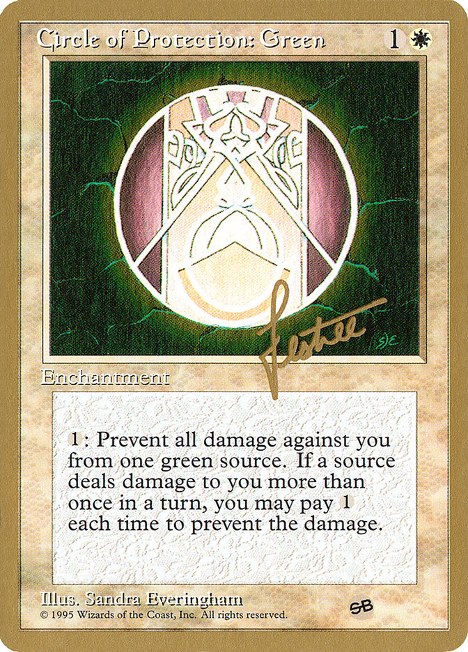 Circle of Protection: Green (Bertrand Lestree) (SB) (4ED) [Pro Tour Collector Set] | Good Games Modbury