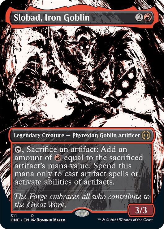 Slobad, Iron Goblin 311/271 (Phyrexia: All Will Be One)  - Borderless Foil | Good Games Modbury
