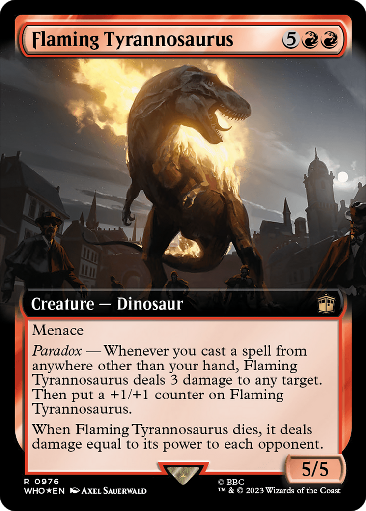 Flaming Tyrannosaurus (Extended Art) (Surge Foil) [Doctor Who] | Good Games Modbury