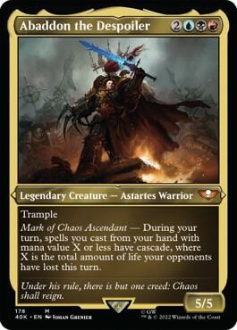 Abaddon the Despoiler Display Commander Thick Stock 178/617 (Universes Beyond: Warhammer 40,000)  - Surge Foil | Good Games Modbury