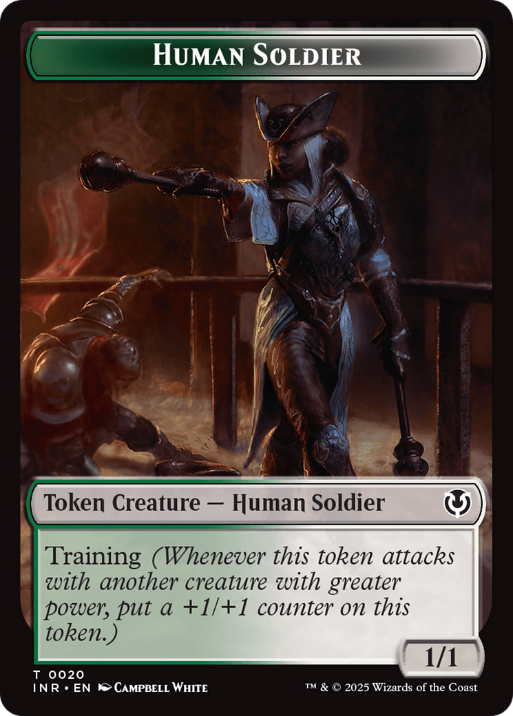 Human Soldier (0020) // Emblem - Tamiyo, Field Researcher Double-Sided Token [Innistrad Remastered Tokens] | Good Games Modbury