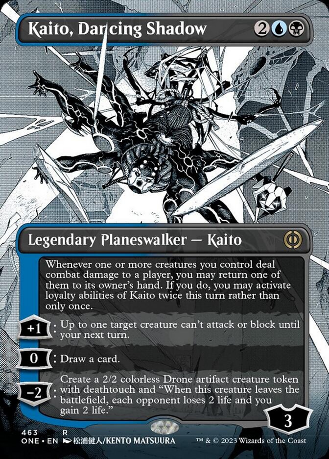 Kaito, Dancing Shadow (Borderless Manga Step-and-Compleat Foil) [Phyrexia: All Will Be One] | Good Games Modbury