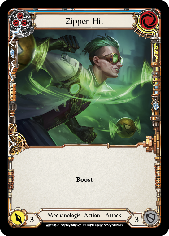 Zipper Hit (Blue) [ARC031-C] (Arcane Rising)  1st Edition Rainbow Foil | Good Games Modbury