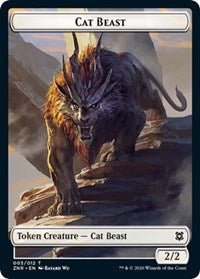 Cat Beast // Construct Double-Sided Token [Zendikar Rising Tokens] | Good Games Modbury