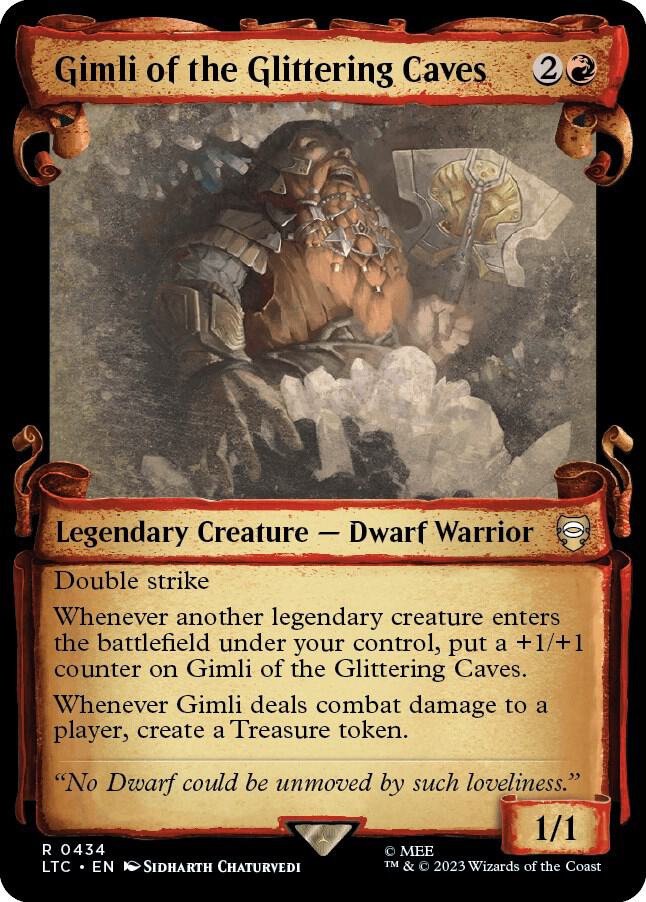 Gimli of the Glittering Caves Showcase Scrolls 434 (Commander: The Lord of the Rings: Tales of Middle-earth)  - Showcase Scroll | Good Games Modbury