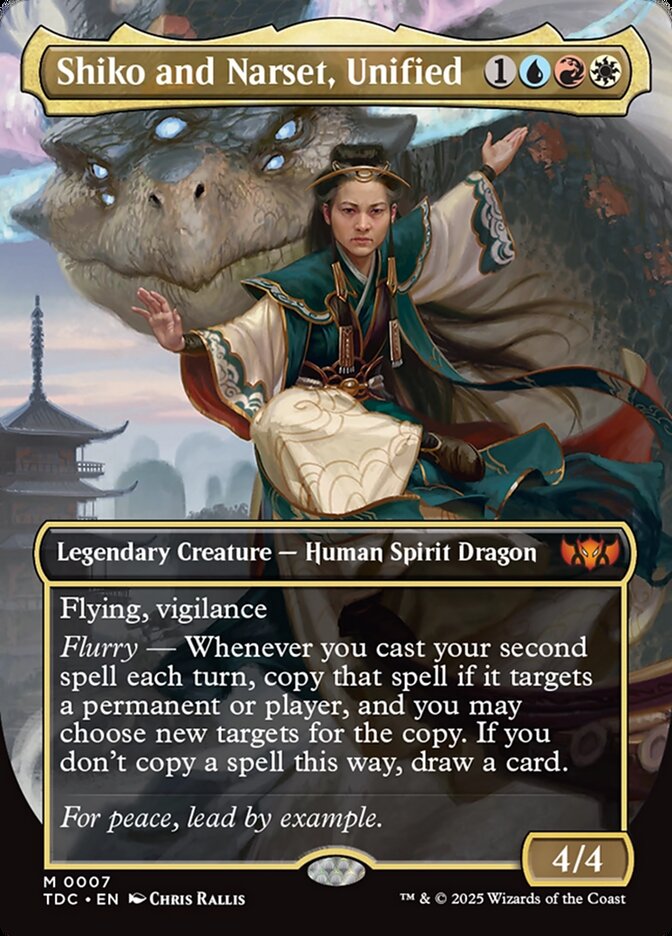 Shiko and Narset, Unified 7 (Commander: Tarkir: Dragonstorm)  - Borderless | Good Games Modbury