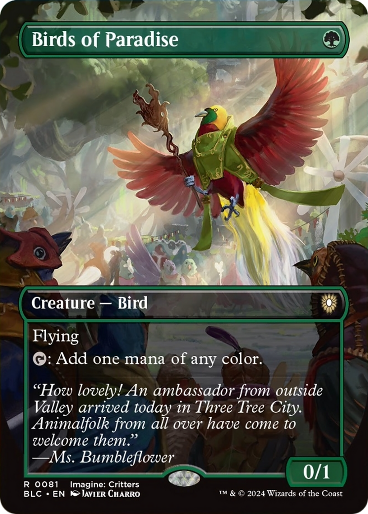 Birds of Paradise (Borderless) [Bloomburrow Commander] | Good Games Modbury