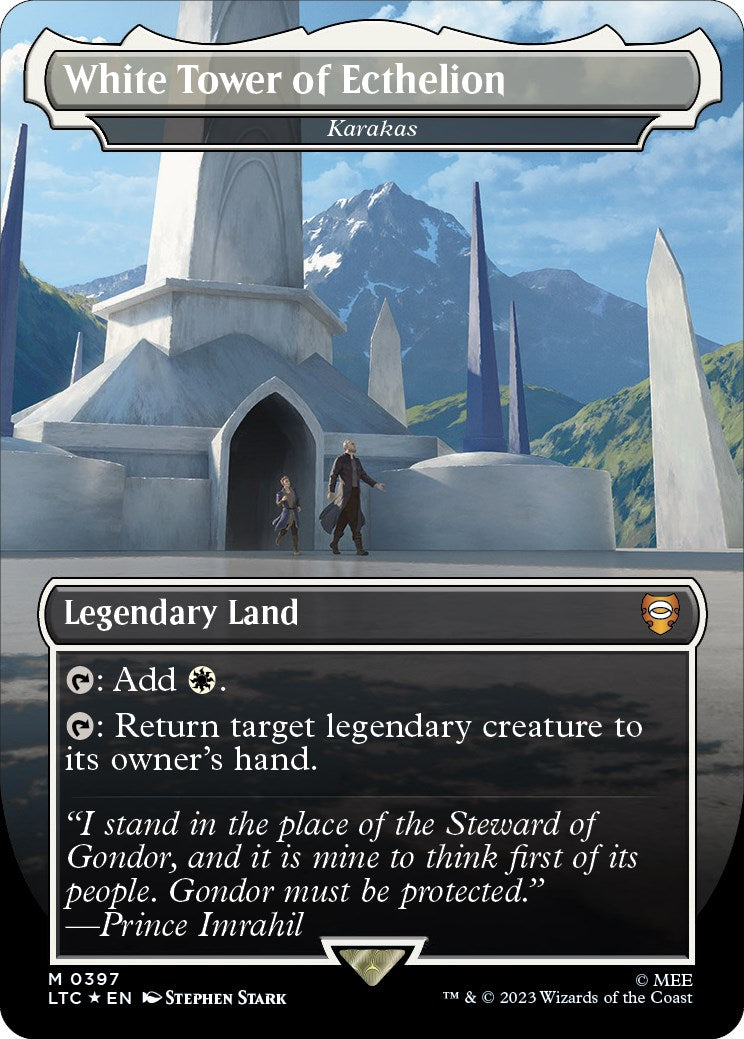 White Tower of Ecthelion - Karakas (Borderless) (Surge Foil Realms and Relics) [The Lord of the Rings: Tales of Middle-Earth Commander] | Good Games Modbury