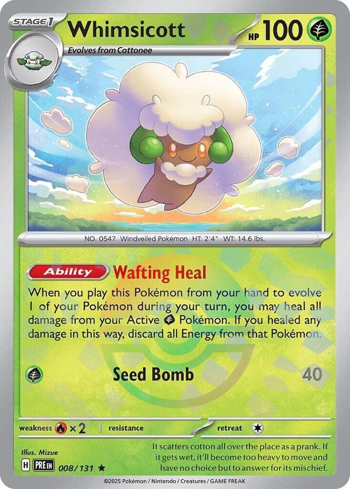 Whimsicott (008/131) (Poke Ball Pattern) [Scarlet & Violet: Prismatic Evolutions] | Good Games Modbury