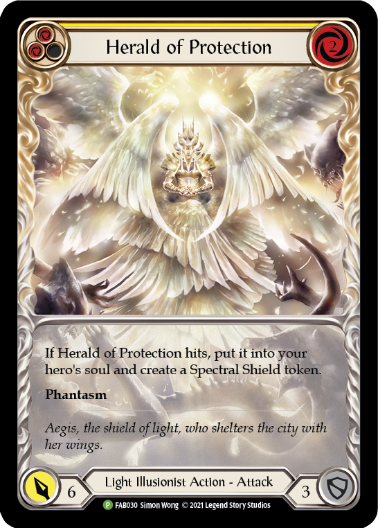 Herald of Protection (Yellow) [FAB030] (Promo)  Rainbow Foil | Good Games Modbury