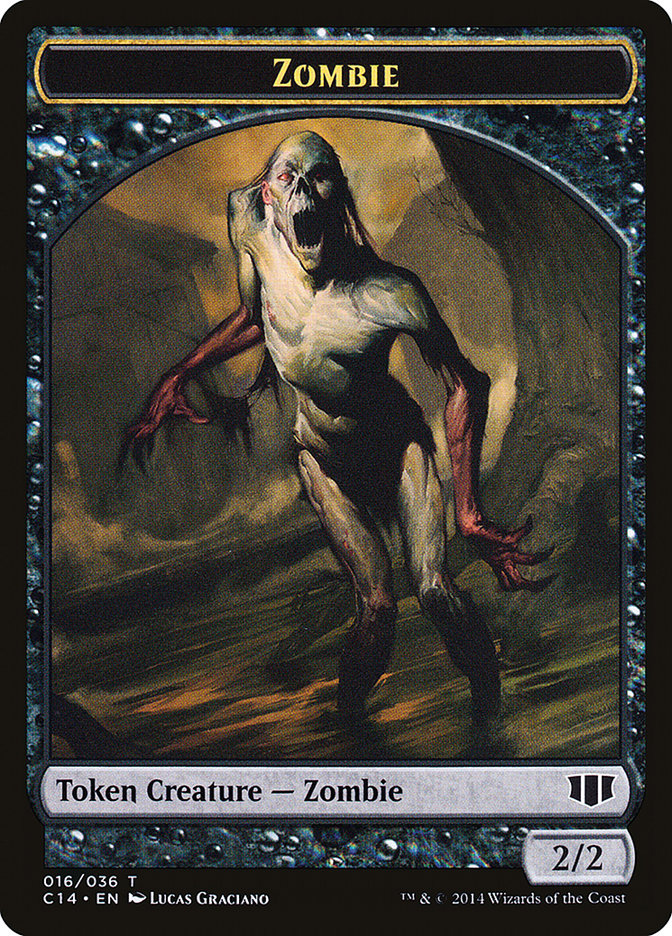 Horror // Zombie (016/036) Double-Sided Token [Commander 2014 Tokens] | Good Games Modbury