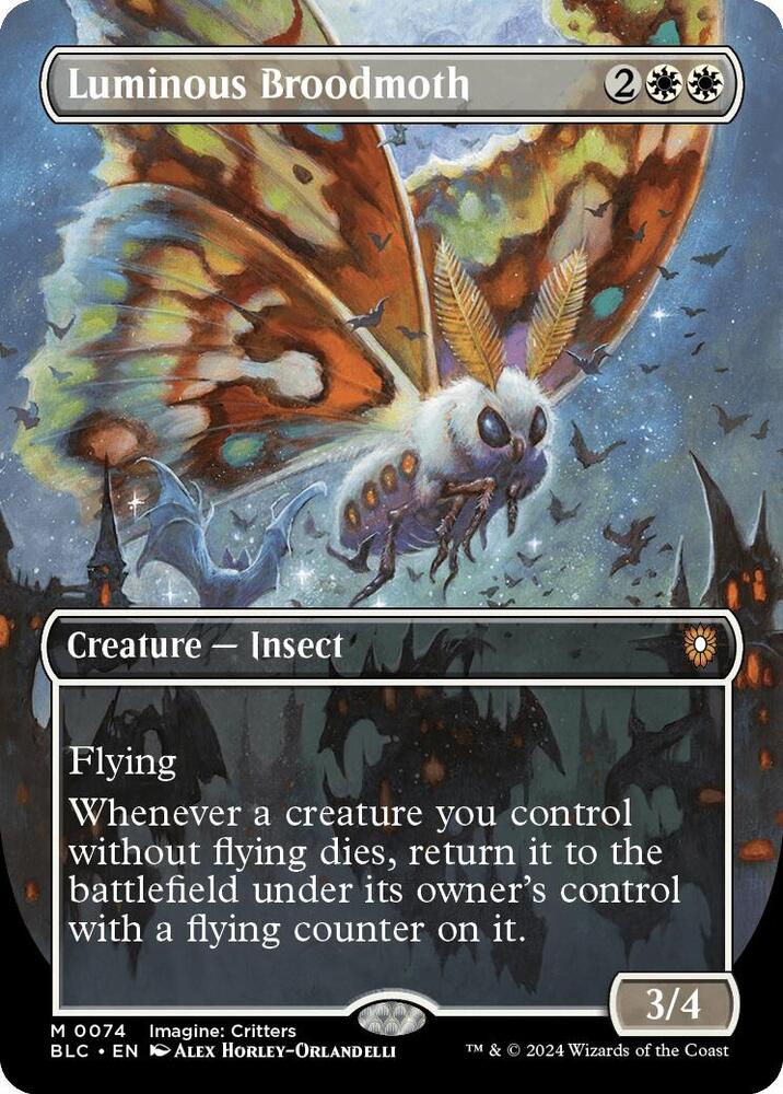 Luminous Broodmoth 74 (Commander: Bloomburrow)  - Borderless Foil | Good Games Modbury